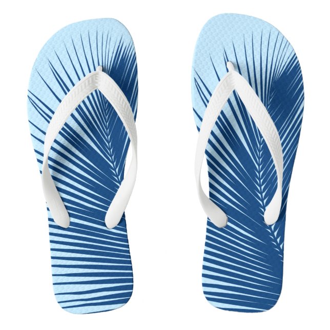 Palmenblatt - Kobalt und Himmel blau Flip Flops (Fußbett)
