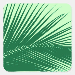 Palmenblatt - Smaragd und Limettengrün Quadratischer Aufkleber