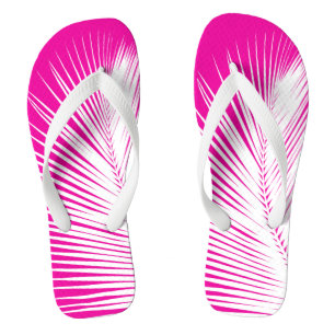 Palmenblatt - weiß auf fuchsienrosa flip flops