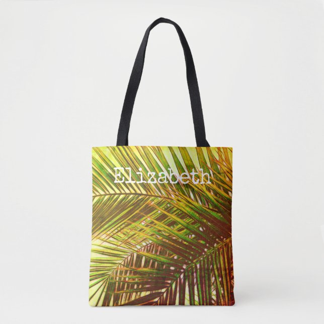 Palmenblattdesign mit personalisierter tropischer  (Vorderseite)