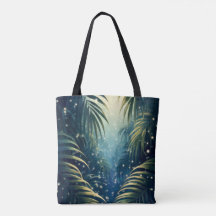 Palmenblätter, beleuchtet von Mond und Glühwürmche