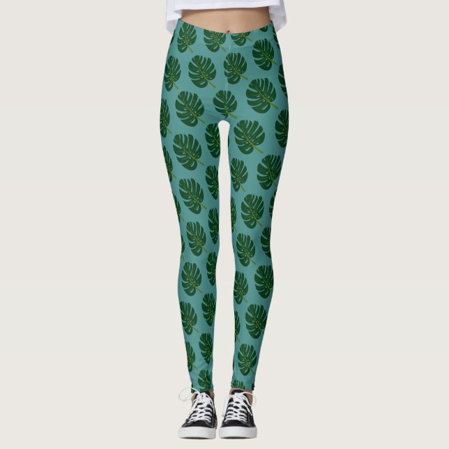 Palmenblätter-Leggings aus Monstera Leggings (Vorderseite)
