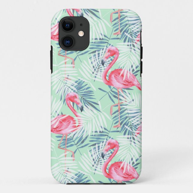 Palmenblätter und Flamingos Case-Mate iPhone Hülle (Rückseite)