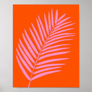 Palmenblätterblättern, orange und rosa poster