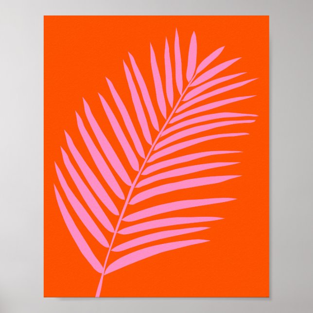 Palmenblätterblättern, orange und rosa poster (Vorne)