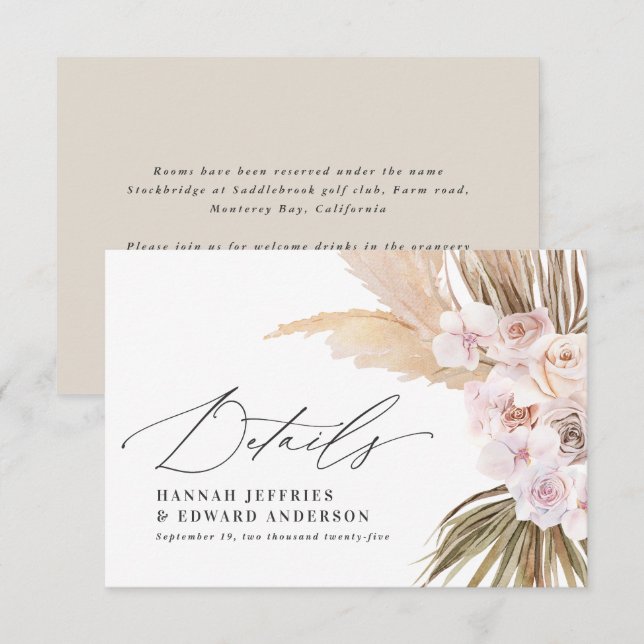 Palmenblättrige natürliche moderne rustikale Hochz RSVP Karte (Vorne/Hinten)