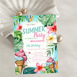 Palmenblüten, Eiscreme Geburtstag Einladung