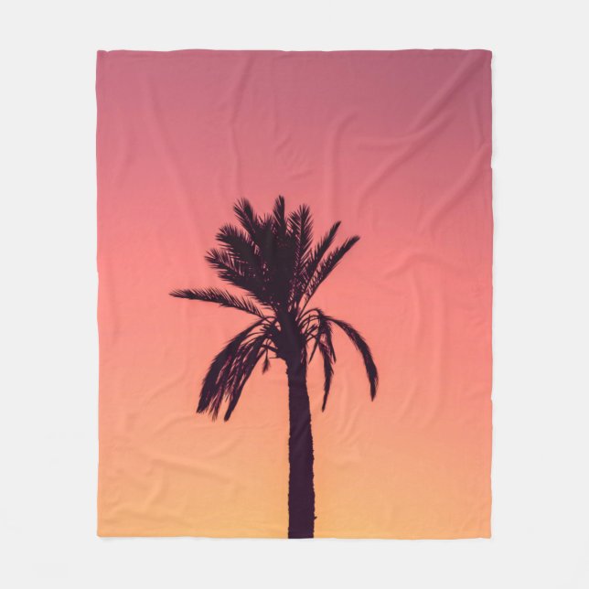 Palmenfotografie der Silhouette Fleecedecke (Vorderseite)
