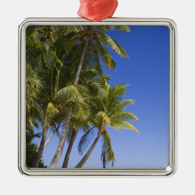 Palmengesäumter Strand Cook Inseln 3 Silbernes Ornament (Vorne)