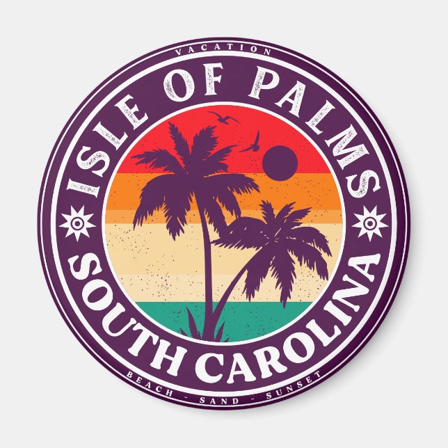Palmeninsel South Carolina Retro Vintager 80er Magnet (Vorne)