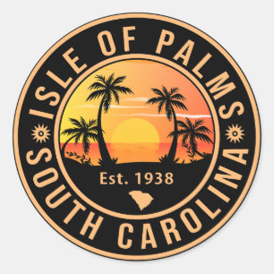 Palmeninsel South Carolina Retro Vintager 80er Runder Aufkleber