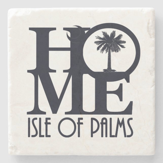 Palmeninsel Zuhause Steinuntersetzer (Vorderseite)