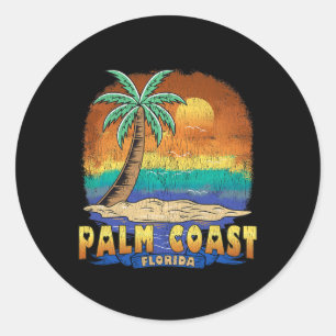 Palmenküste Florida Vintag gestresstes Souvenir Runder Aufkleber