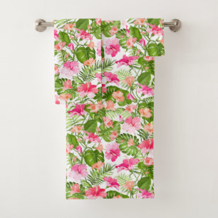 Palmenmonsterie des tropischen Hibiskus Badhandtuch Set