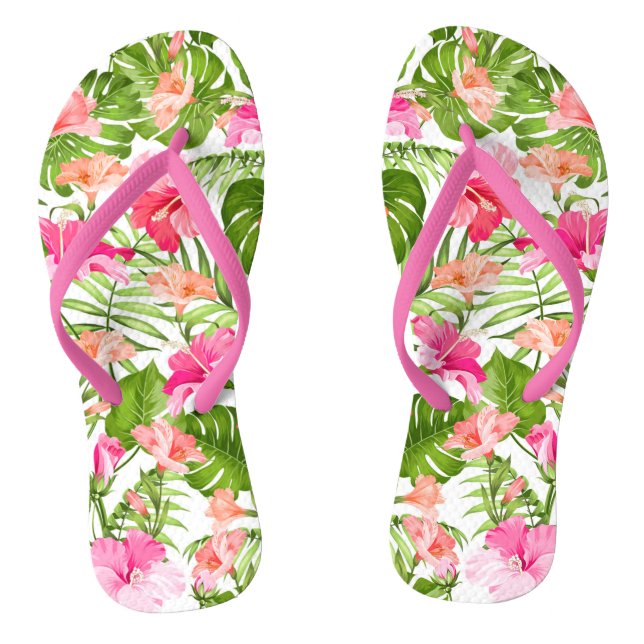 Palmenmonsterie des tropischen Hibiskus Flip Flops (Fußbett)