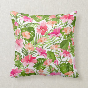 Palmenmonsterie des tropischen Hibiskus Kissen