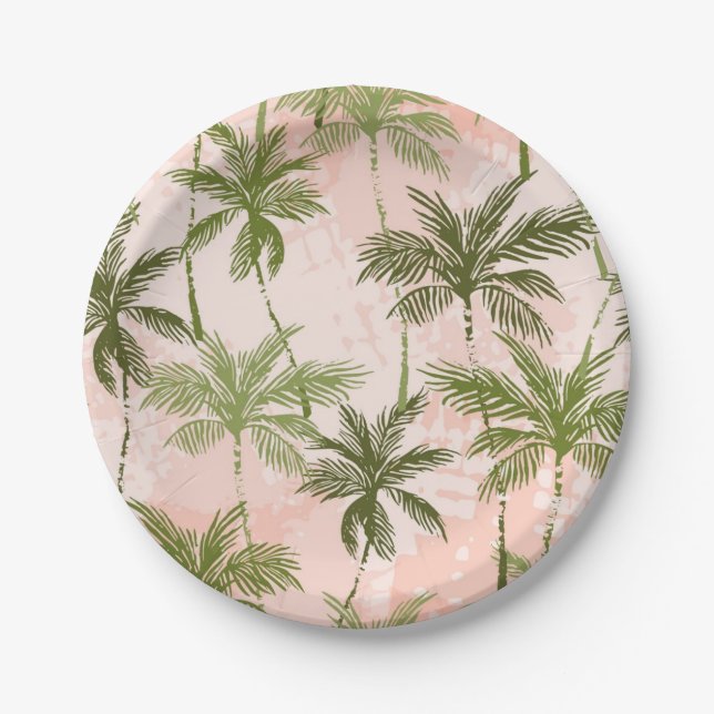 Palmenmuster Pappteller (Vorderseite)
