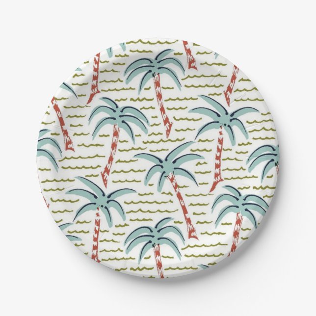 Palmenmuster Pappteller (Vorderseite)