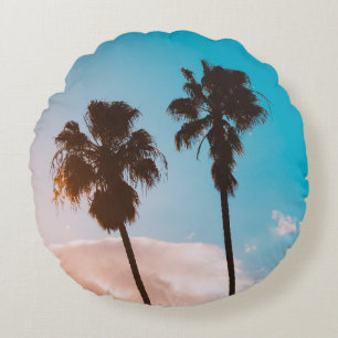 Palmensilhette Rundes Kissen