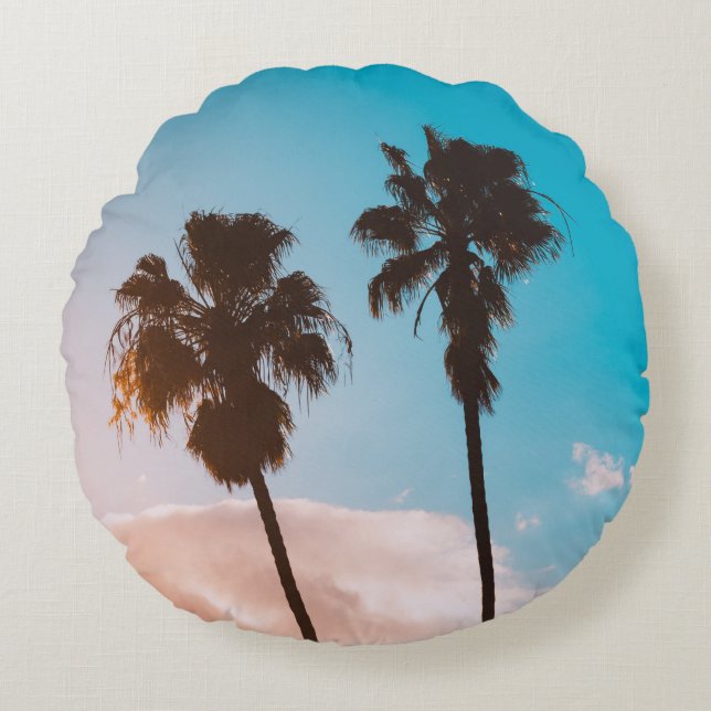 Palmensilhette Rundes Kissen (Vorderseite)