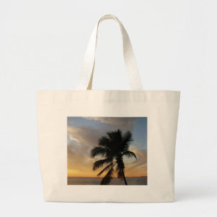 Palmensonnenuntergang Jumbo Stoffbeutel