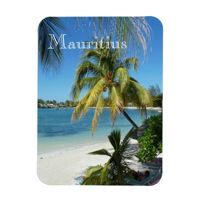 Palmenstrand auf Mauritius Magnet (Vertikal)