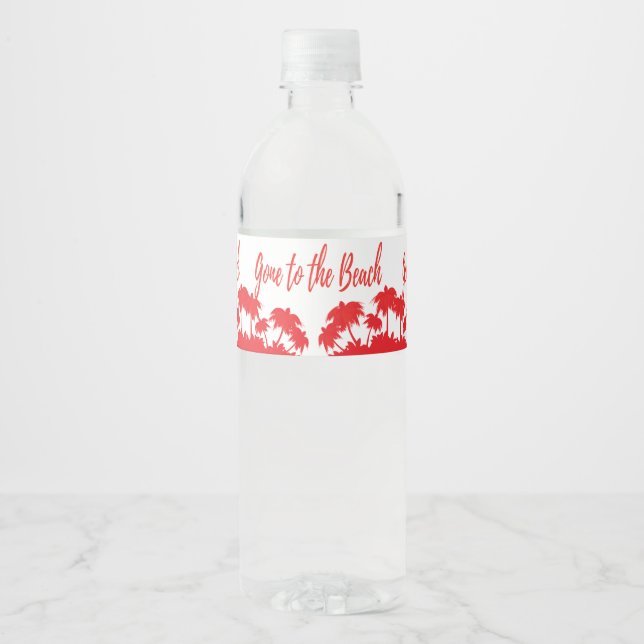 Palmenstrand Gastgeschenk Wasserflaschenetikett (Vorderseite)