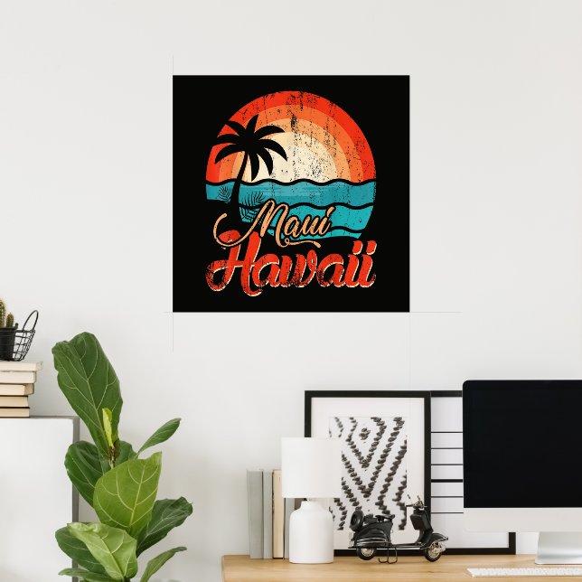 Palmenstrand Hawaii-Strand Poster (Heimbüro)