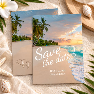 Palmenstrand Hochzeit Save The Date