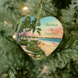 Palmenstrand Keramik Ornament
