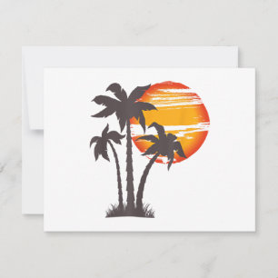 Palmenstrand Ozean Sommerferien Sonnenuntergang Pa Dankeskarte
