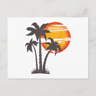 Palmenstrand Ozean Sommerferien Sonnenuntergang Pa Feiertagspostkarte