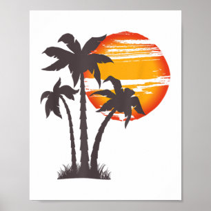 Palmenstrand Ozean Sommerferien Sonnenuntergang Pa Poster