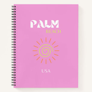 Palmenstrand, Retro Art, Preppy, rosa Art, rosa Notizbuch