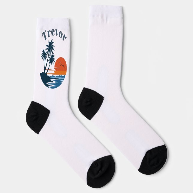 Palmenstrand-Sonnenuntergangs-Crew-Socken Socken (Rechts)