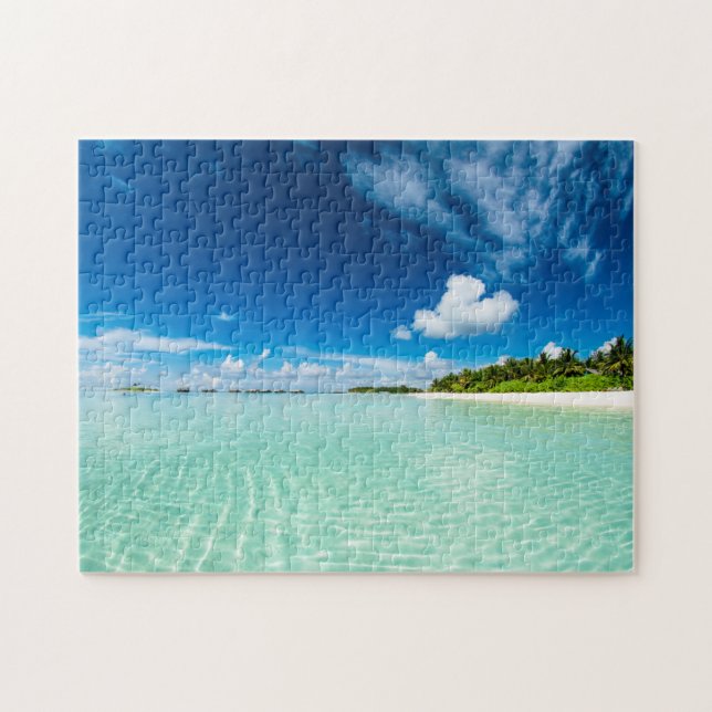 Palmenstrand Tiefblaue Himmelswasser Puzzle (Horizontal)