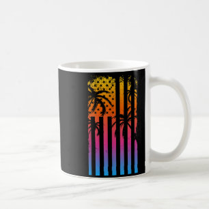 Palmenstrand Tropischer Strand Amerikanische Flagg Kaffeetasse