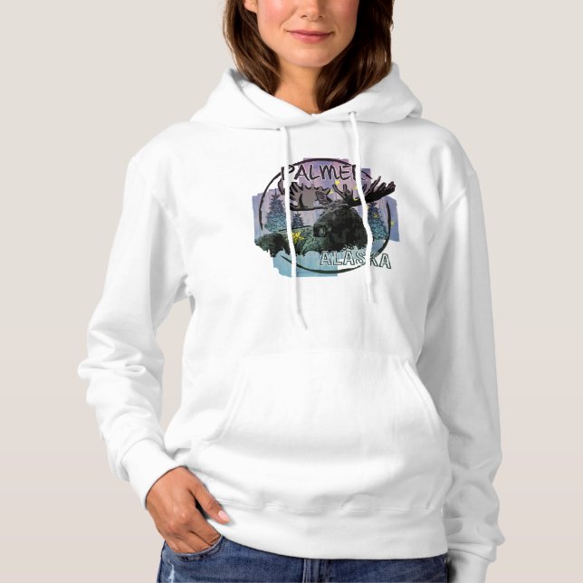 Palmer Alaska rustikale Elchhoodie Hoodie (Vorderseite)
