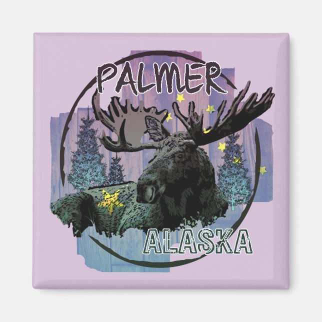 Palmer Alaska rustikaler Elchmagnet Magnet (Vorne)