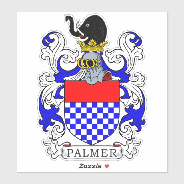 Palmer Familienwappen Aufkleber (Blatt)