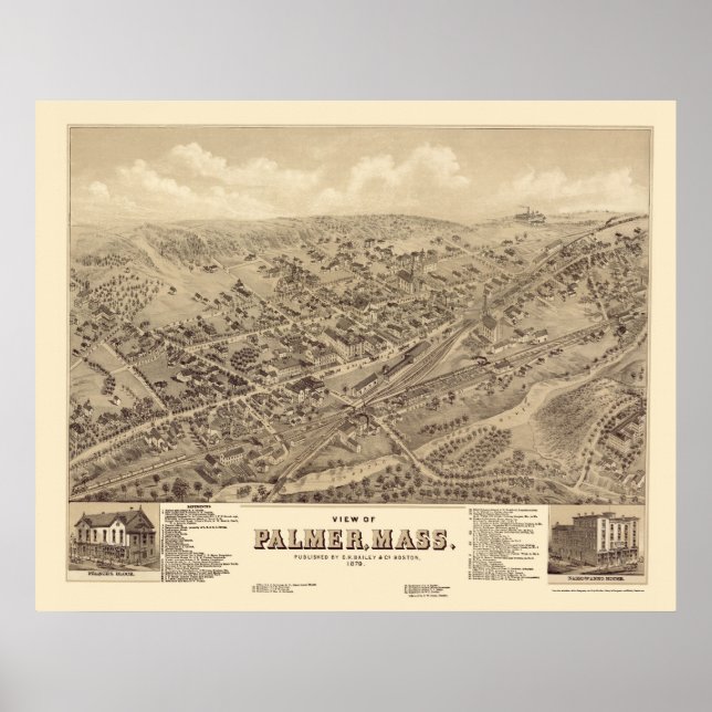 Palmer, MA Panorama Karte - 1879 Poster (Vorne)
