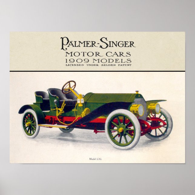 Palmer-Singer Motor Cars, 1909 Poster (Vorne)