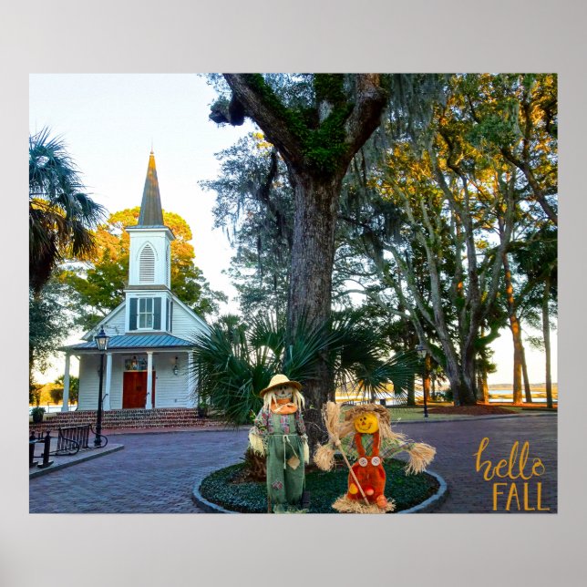 Palmetto Bluff Chapel Bluffton SC Fall Scarecrows Poster (Vorne)