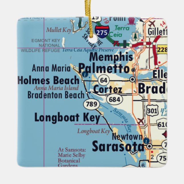 Palmetto Florida Karte Keramikornament (Vorderseite)