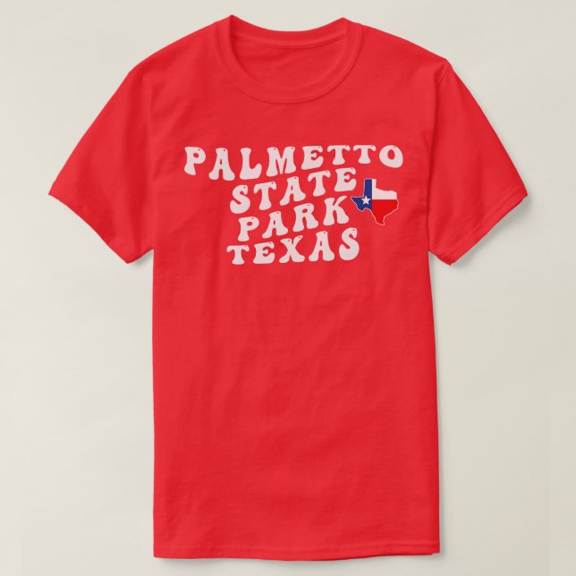 Palmetto Staat Park Texas Retro Wavy 1970er Text T-Shirt (Design vorne)