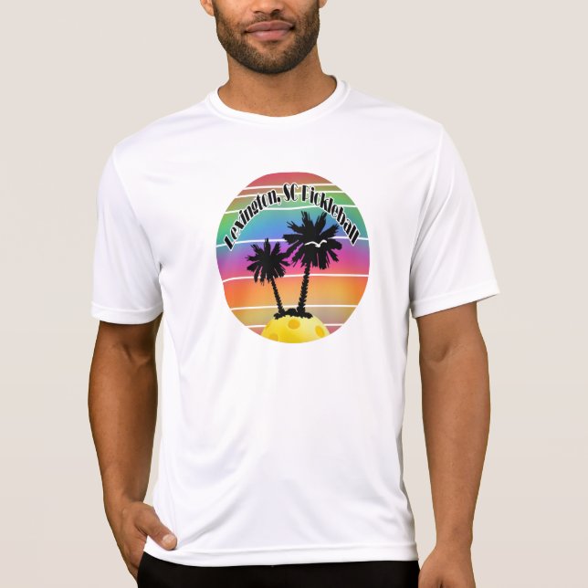 Palmetto Trees Sunset Lexington, SC Pickleball T-Shirt (Vorderseite)