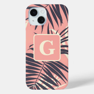 palmfarbene Blätter hellrosa personalisierte Monog Case-Mate iPhone Hülle