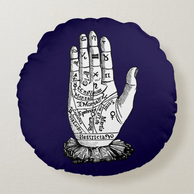 Palmistry-Diagramm, 1885 Rundes Kissen (Vorderseite)