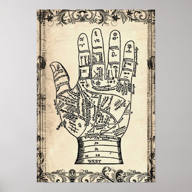 Palmistry Fortune Teller Hand Poster Print (Vorne)