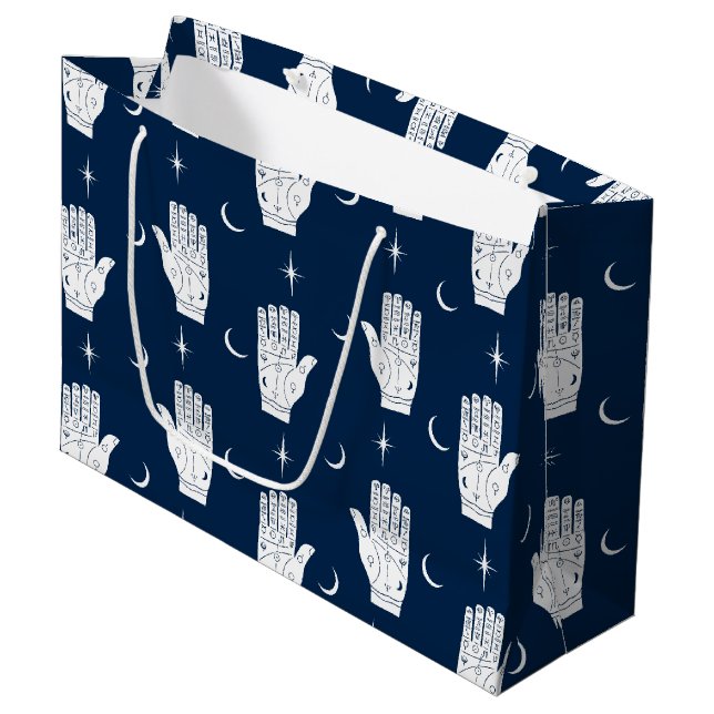 Palmistry Große Geschenktasche mit Chiromancy Hand Große Geschenktüte (Vorderseite Schrägansicht)